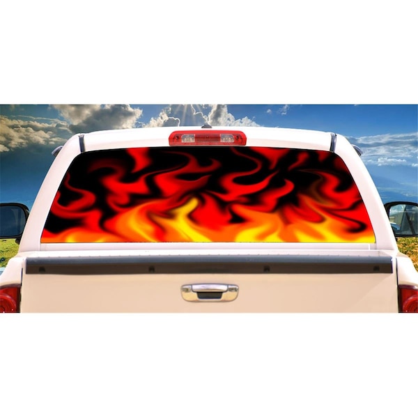 Entretenimiento Red Flames Rear Window Graphic Suv View Thru Vinyl Back Truck Decal EN3261600 - main
